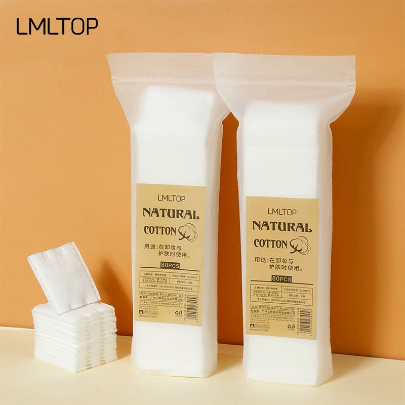 Double-sided cotton pads LMLTOP 80 pcs, extra-thick reusable wipes