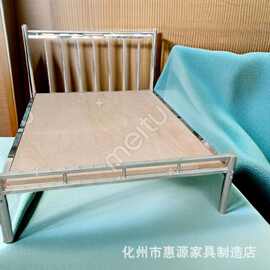 定制不锈钢床图片厚度上下床单人床双人床折叠架上床下桌铁艺床