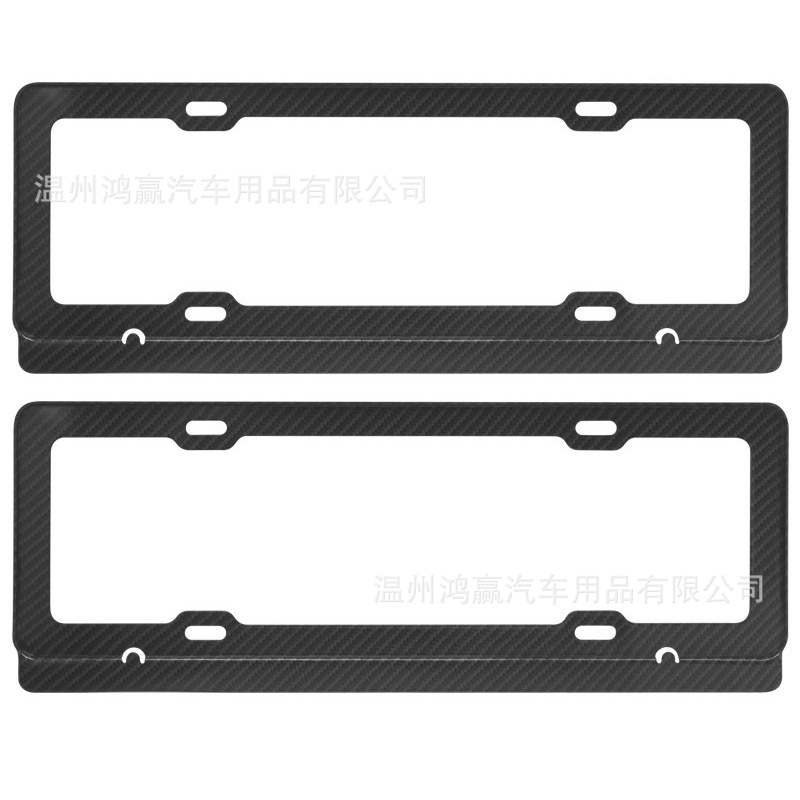 New Traffic Regulations Car License Plate Frame Double-Layer Anti-Break Aluminum Alloy Carbon Fiber Pattern License Plate Frame Borderless License Plate Protection Frame