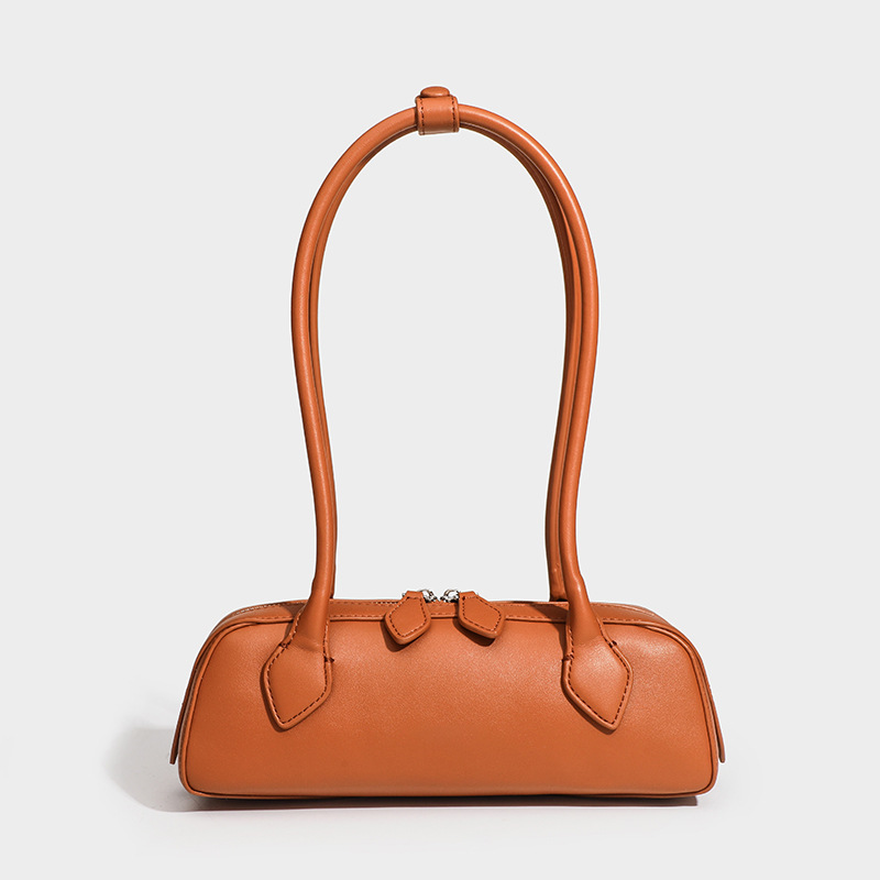 French Niche Baguette Bag Retro Underarm Bag Genuine Leather Women's Handbag Casual Commuter Versatile Shoulder Bag - Thumbnail 7