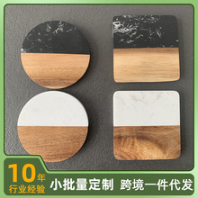 跨境大理石杯垫创意木杯垫相思木防烫咖啡酒吧餐垫隔热茶杯垫圆形