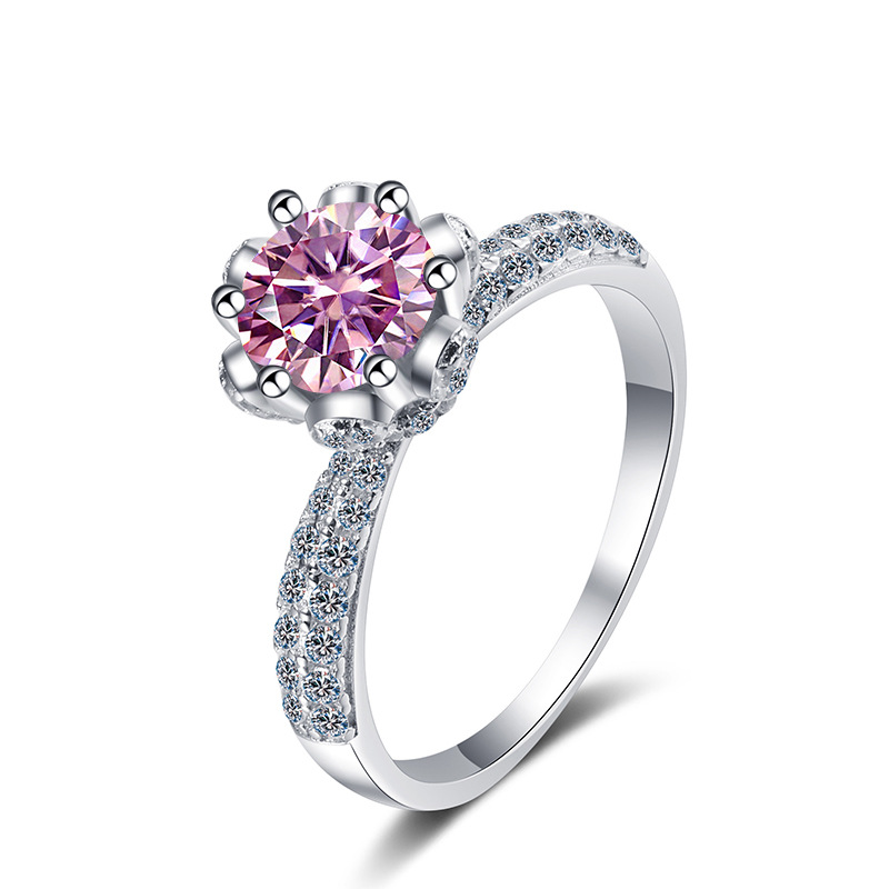 Transfronterizo para 2022 nuevo anillo de plata esterlina s925 de 1 quilate para mujeres, anillo de piedra de moissanita, ventas calientes