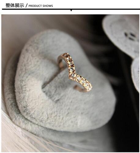 Korean classic V-shaped unique design diamond pinky ring spring tail ring women's jewelry manufacturer wholesale
