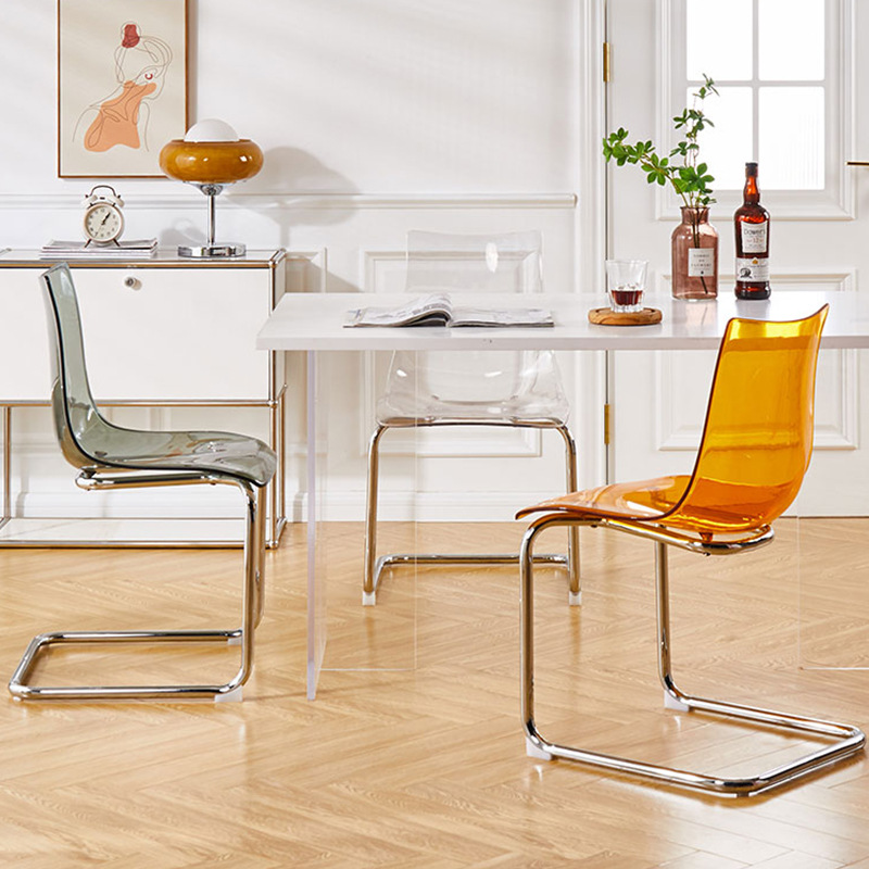 Sillas transparentes simples personalizadas sillas de comedor acrílicas diseñadas para el hogar en línea creativas de mesa de comedor respaldadas