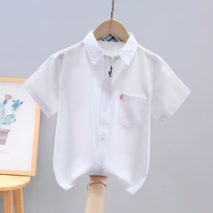 Boys' short-sleeve white shirt pure cotton children's summer thin white dress shirt for middle-aged children performance uniform primary school uniform
