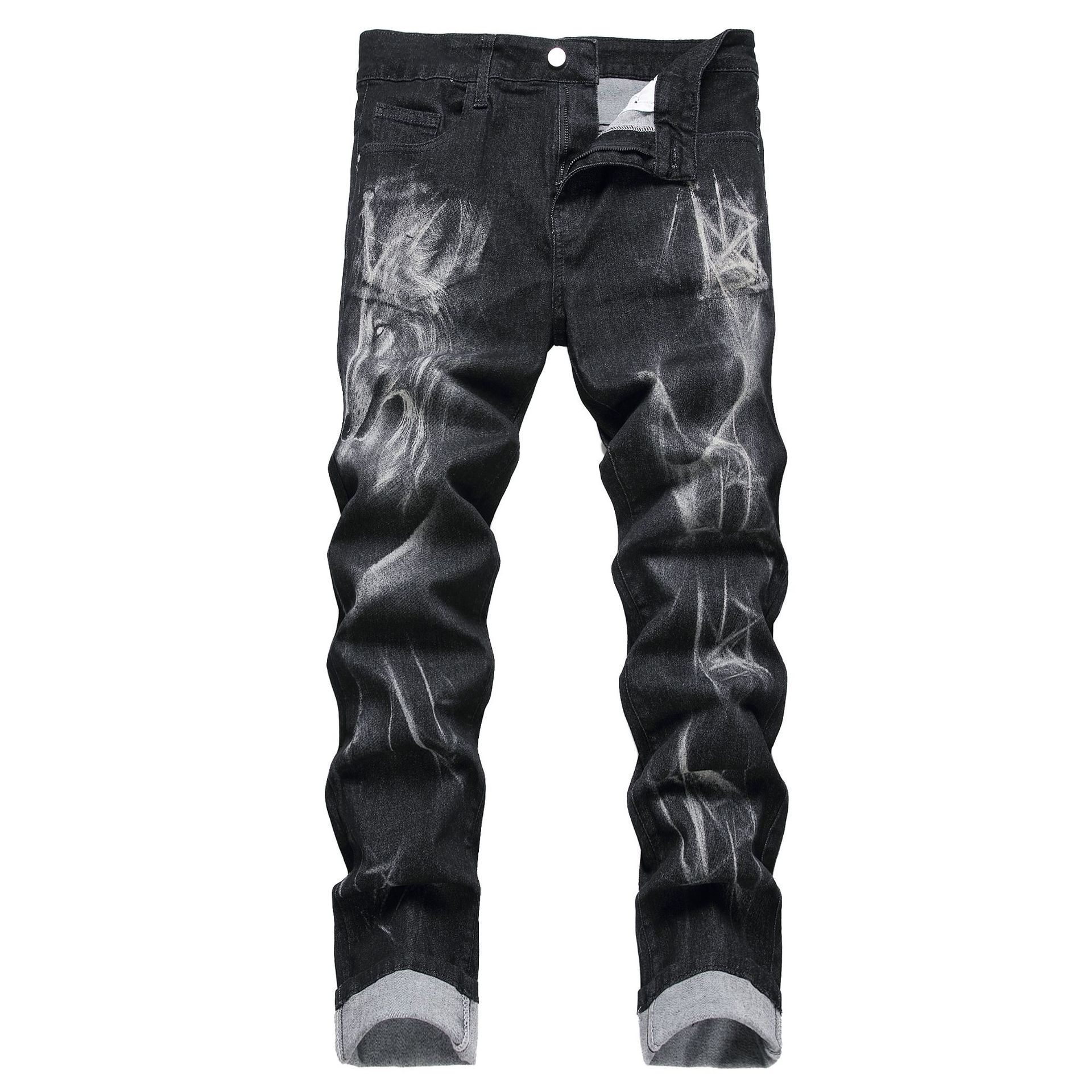 Cross-Border hombres 3D impreso stretch jeans personalidad patrón de moda casual hombres slim fit pantalones de mezclilla
