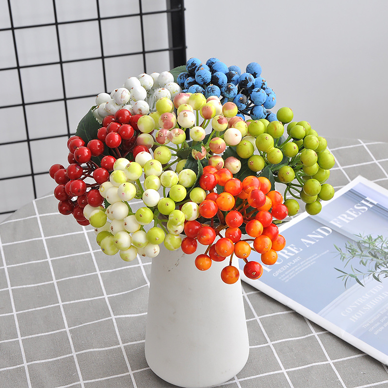 Foam Mini Red Berries Blueberries Fake Flowers Fortune Fruit Flower Wall Decoration Artificial Berry Branches_maomaolike.com