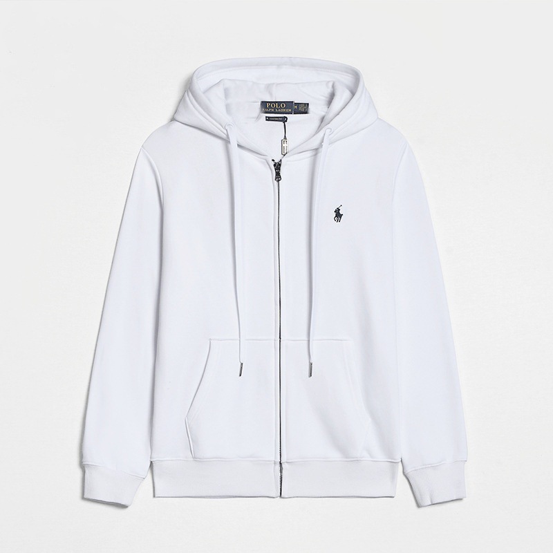 Zipper white navy label