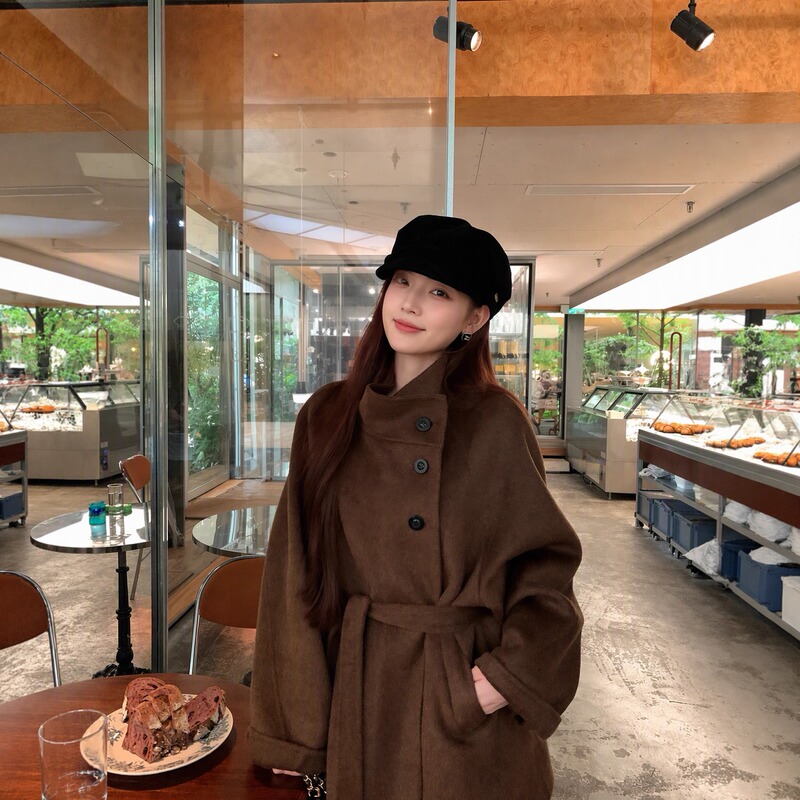 Short Stand-Up Collar Wool Warm Woolen Outwear for Women 2025 Autumn and Winter New Style Small Brown Woolen Slim Outwear Short Stand-Up Collar Wool Warm Woolen Outwear for Women 2025 Autumn and Winter New Style Small Brown Woolen Slim Outwear