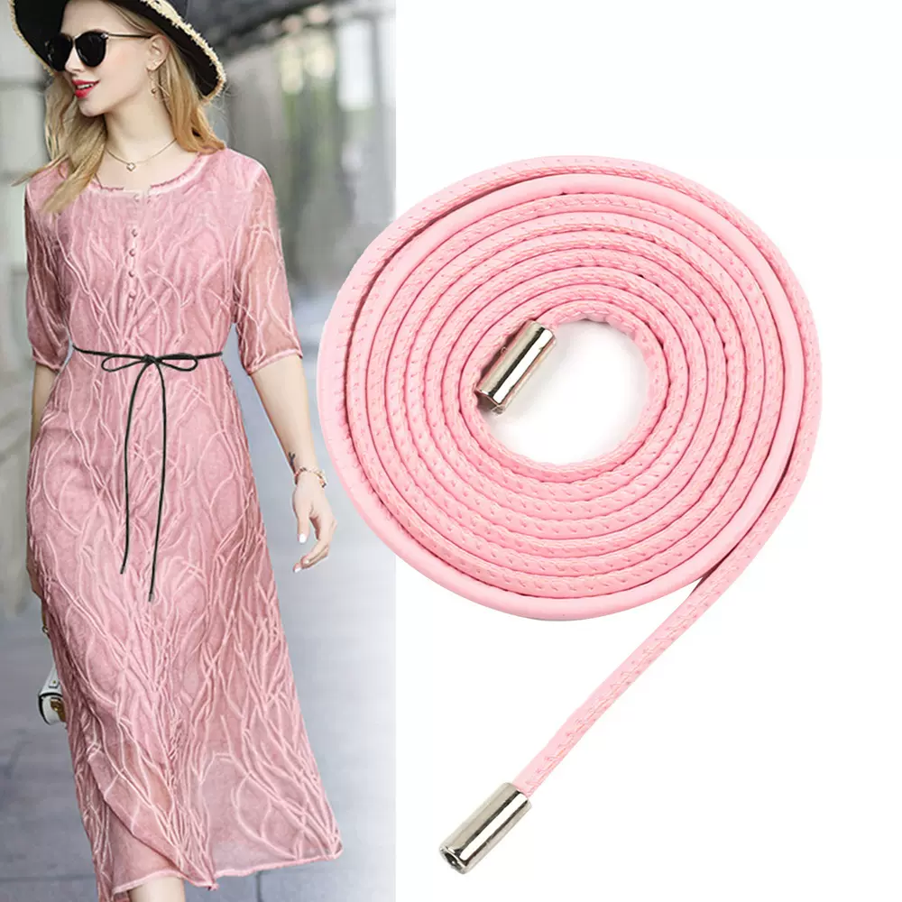 跨境简约绳子腰带细女车线皮绳腰链百搭腰绳细绳皮绳搭配服装配饰