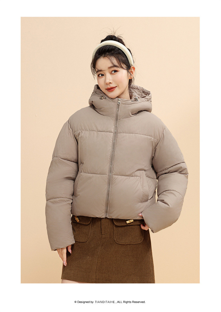 Chaqueta corta con capucha para mujer, estilo coreano, de invierno, corta, gruesa, cálida, de algodón, para mujer_voghion.com