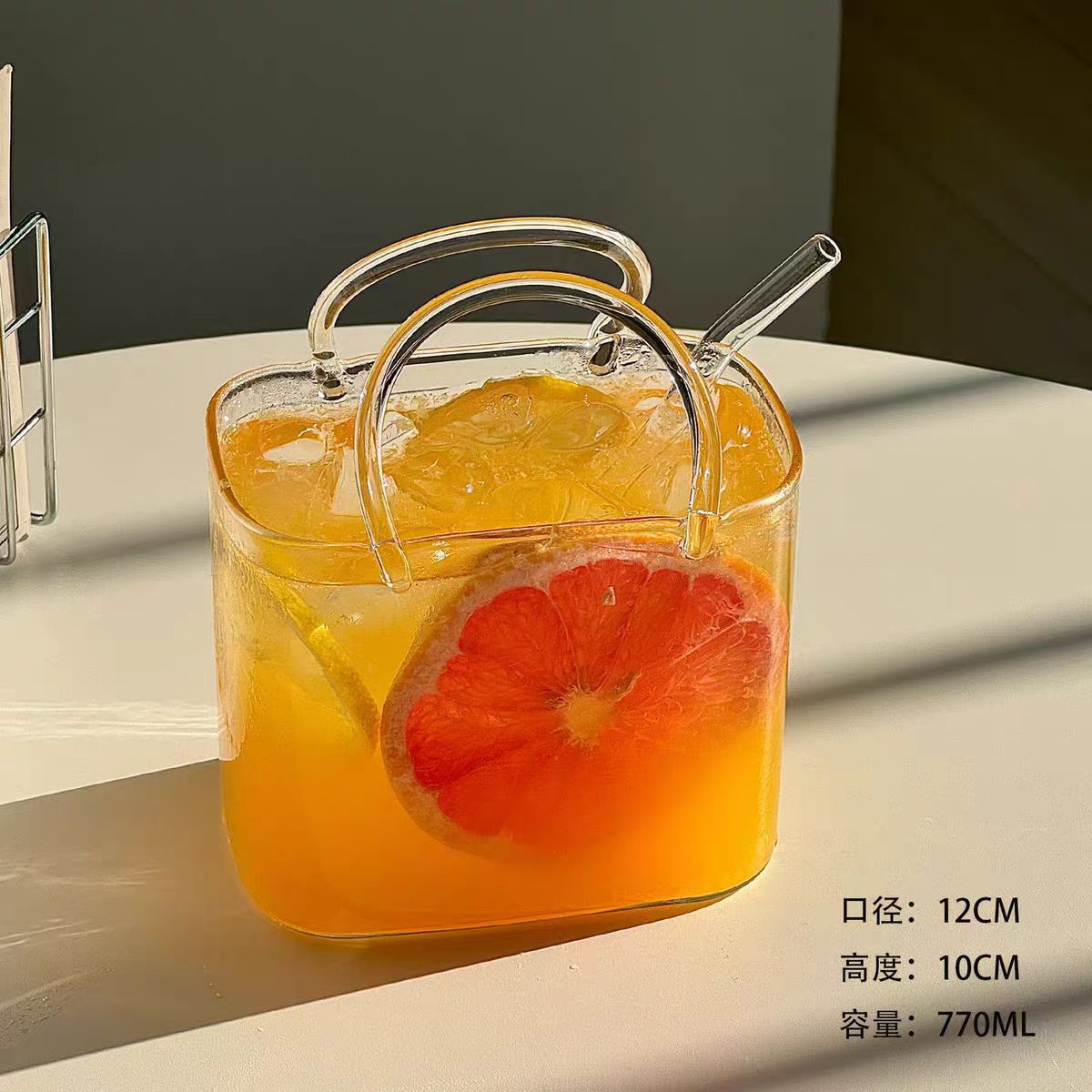 Glass Handbag-Style Wine Glass Set With Tray, Bar Creative Juice Y Bar Cocktail Glass