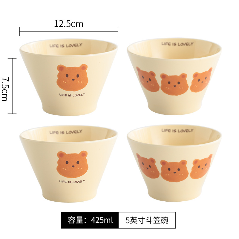 Juego de Vajilla de Cerámica Color Crema, Incluye Platos, Tazones y Cucharas