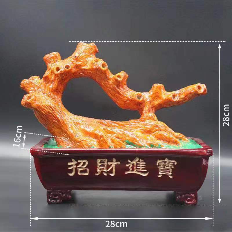 厂家批发树脂工艺品招财树底座摆件招财进宝迎客松半成品树盆树干