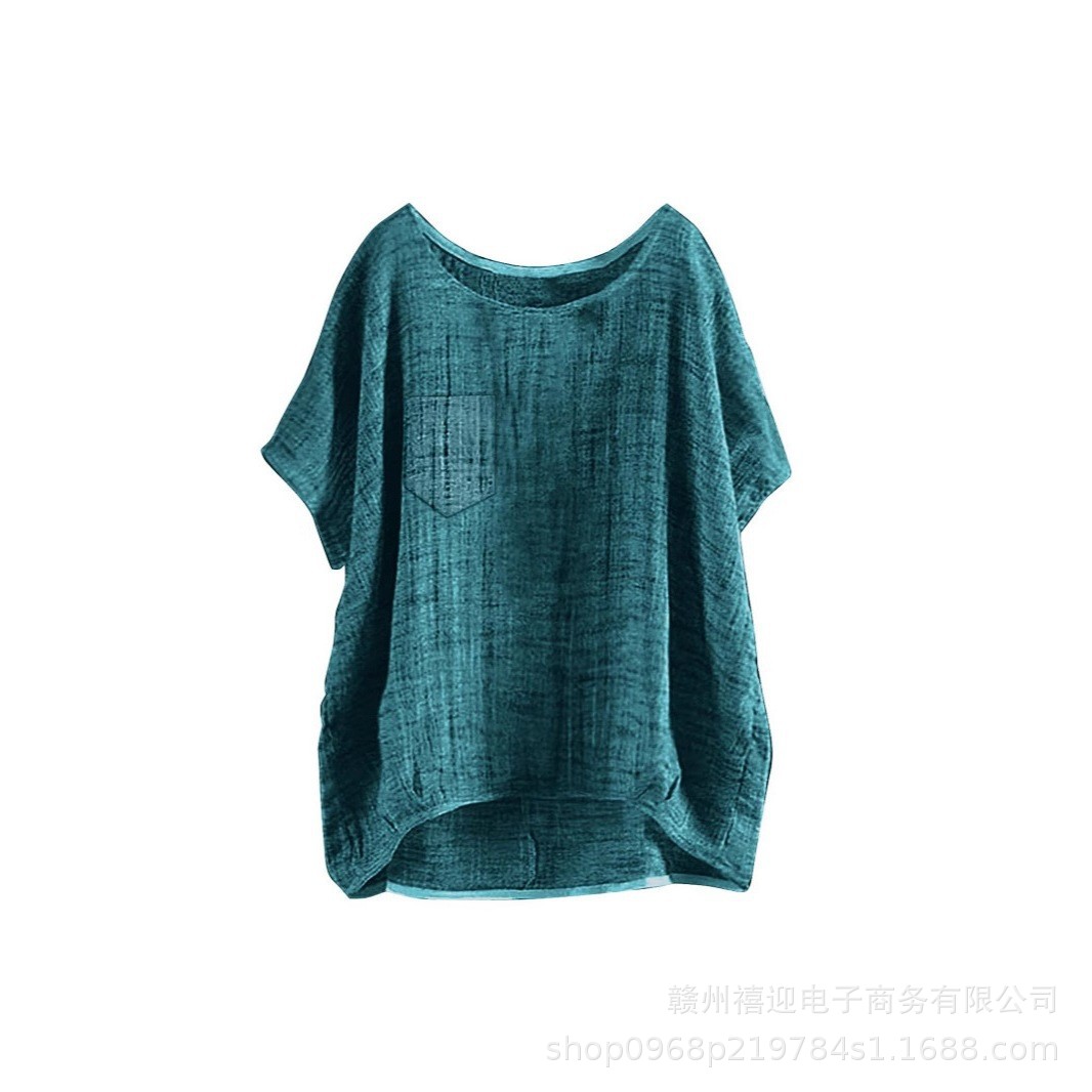 In Stock Wish Amazon Aliexpress 2024 New European and American Women's Casual Loose Linen Tops