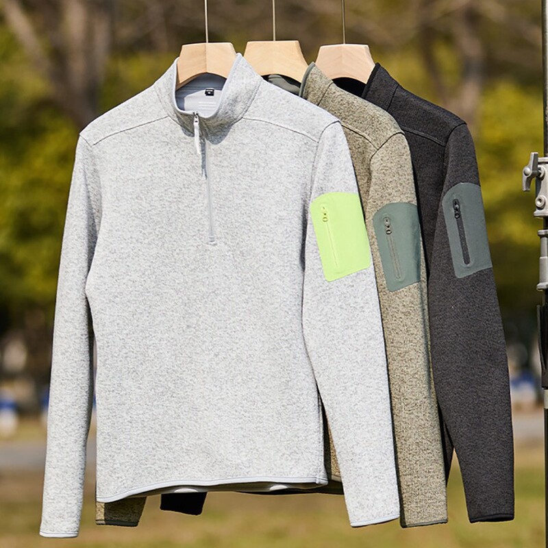 Bird's Nest Fleece Half-Zip Stand Collar Hooded Unisex Windproof Water-Resistant Scratch-Resistant Wear-Resistant Men's Softshell Jacket