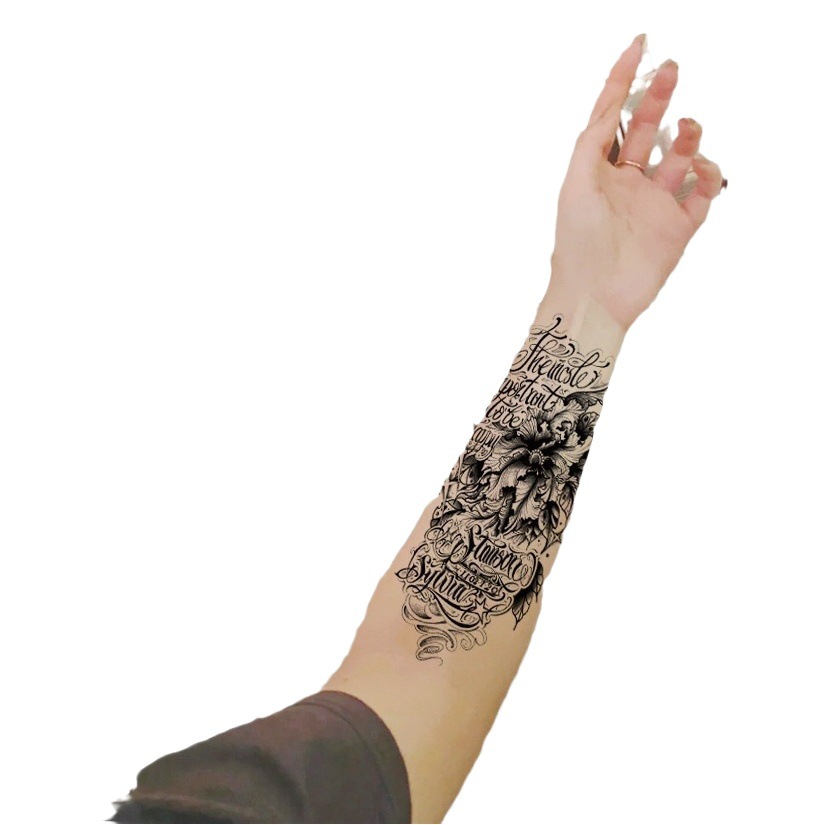 Yuanhua fábrica de pegatinas de tatuaje a prueba de agua en stock al por mayor cabeza de Lobo tótem texto árabe tatuaje pegatinas suministro transfronterizo