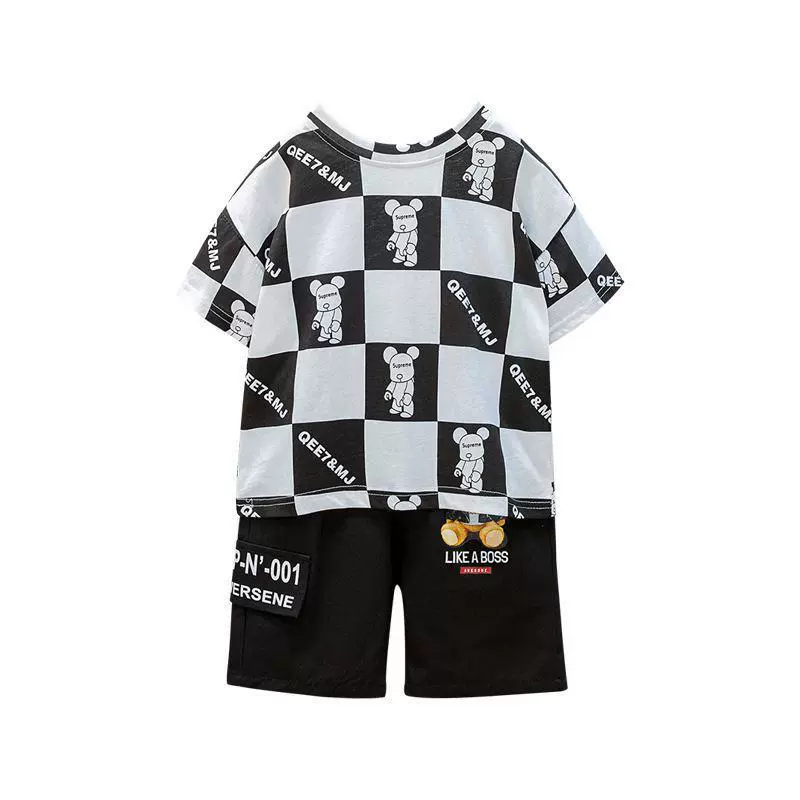 Set for leisure for boys, cartoon summer clothing, uniform, trousers, 2024 years, for teenagers, with short sleeve
