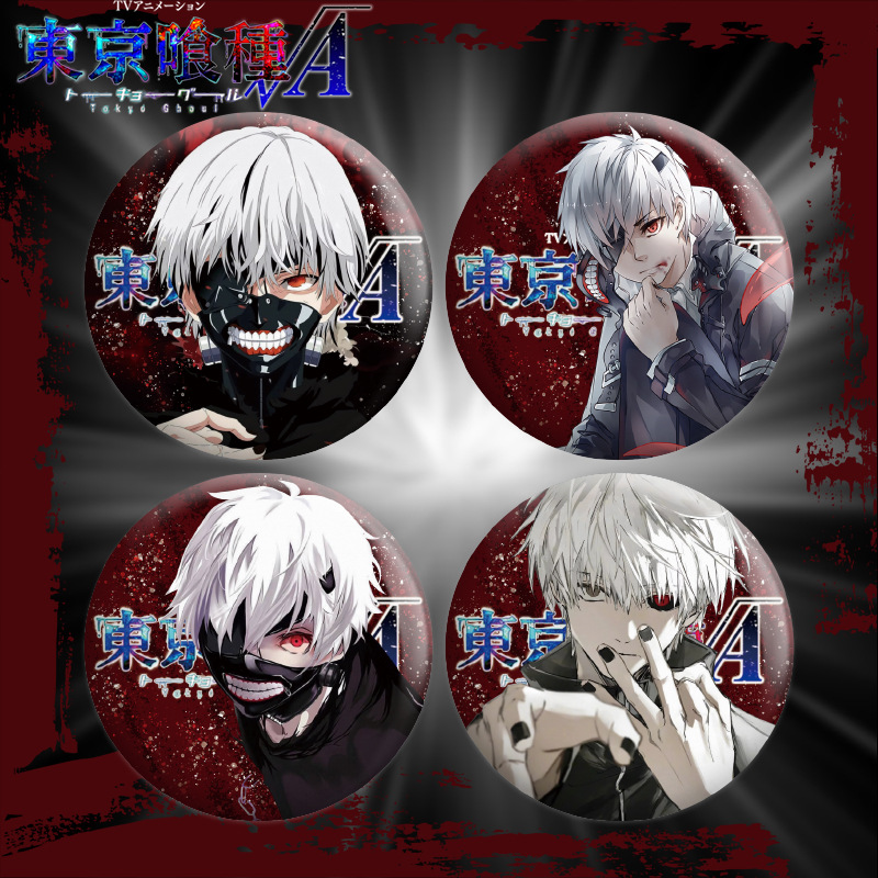 Tokyo Ghoul Double Flash Badge Kaneki Ken Reflective Laser Plastic Pin, 58mm Barley Brooch
