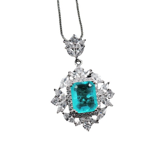 Zhuang Sheng Sheng Jewelry Factory Wholesale Colorful Antique Style Imitation Paraiba Tourmaline Women's Necklace Pendant