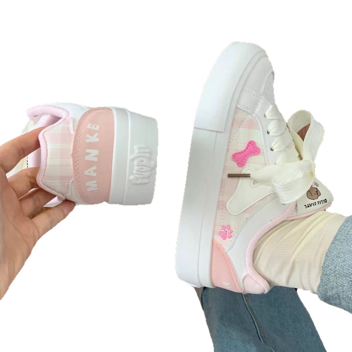 Arco de nicho coreano lindo zapatos blancos para mujeres 2025 primavera y otoño nuevo estilo de moda pareja zapatos de pan deportivo