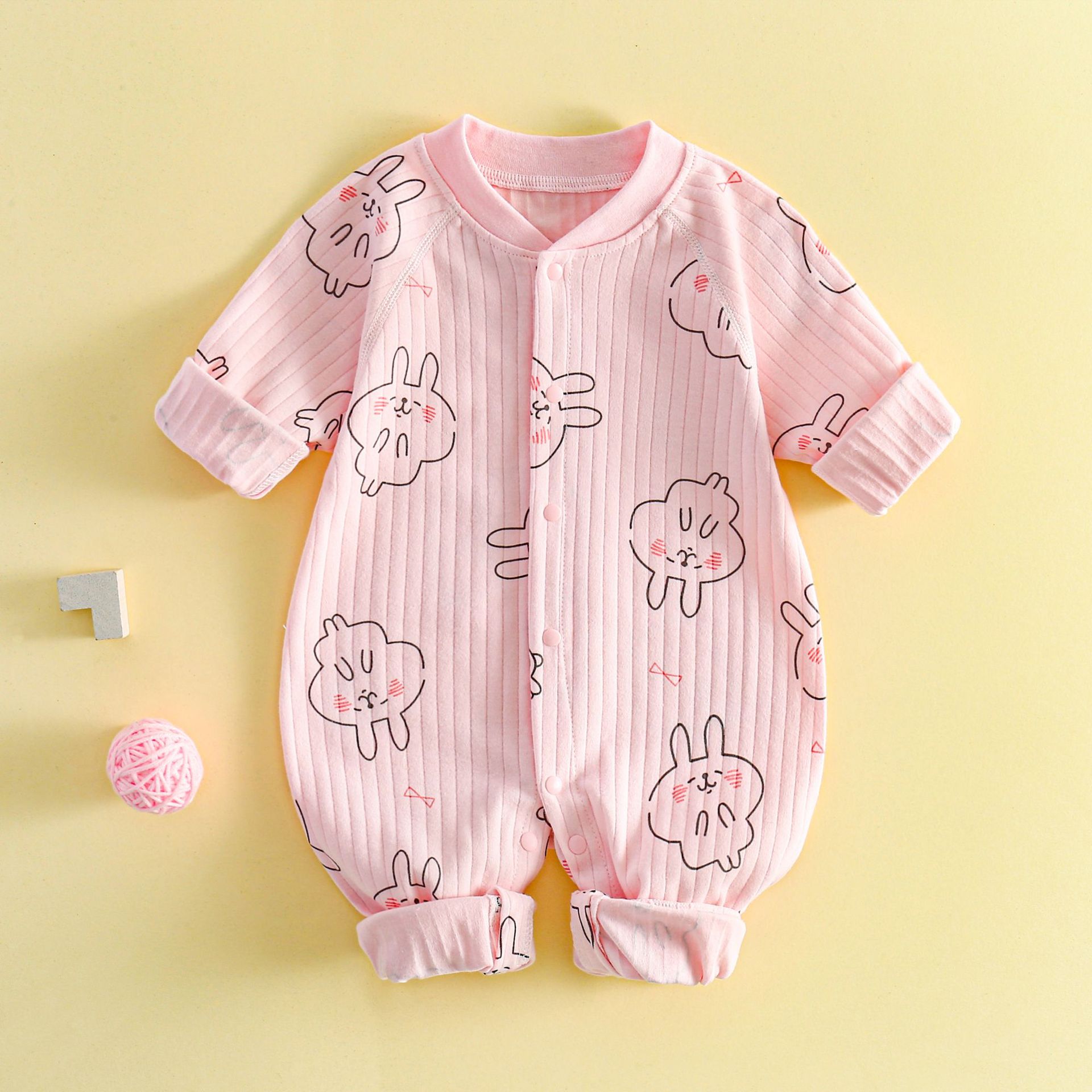 Otoño recién nacido de algodón puro sin hueso mameluco del bebé del mono Cuatro Estaciones hebilla mameluco del bebé recién nacido mameluco