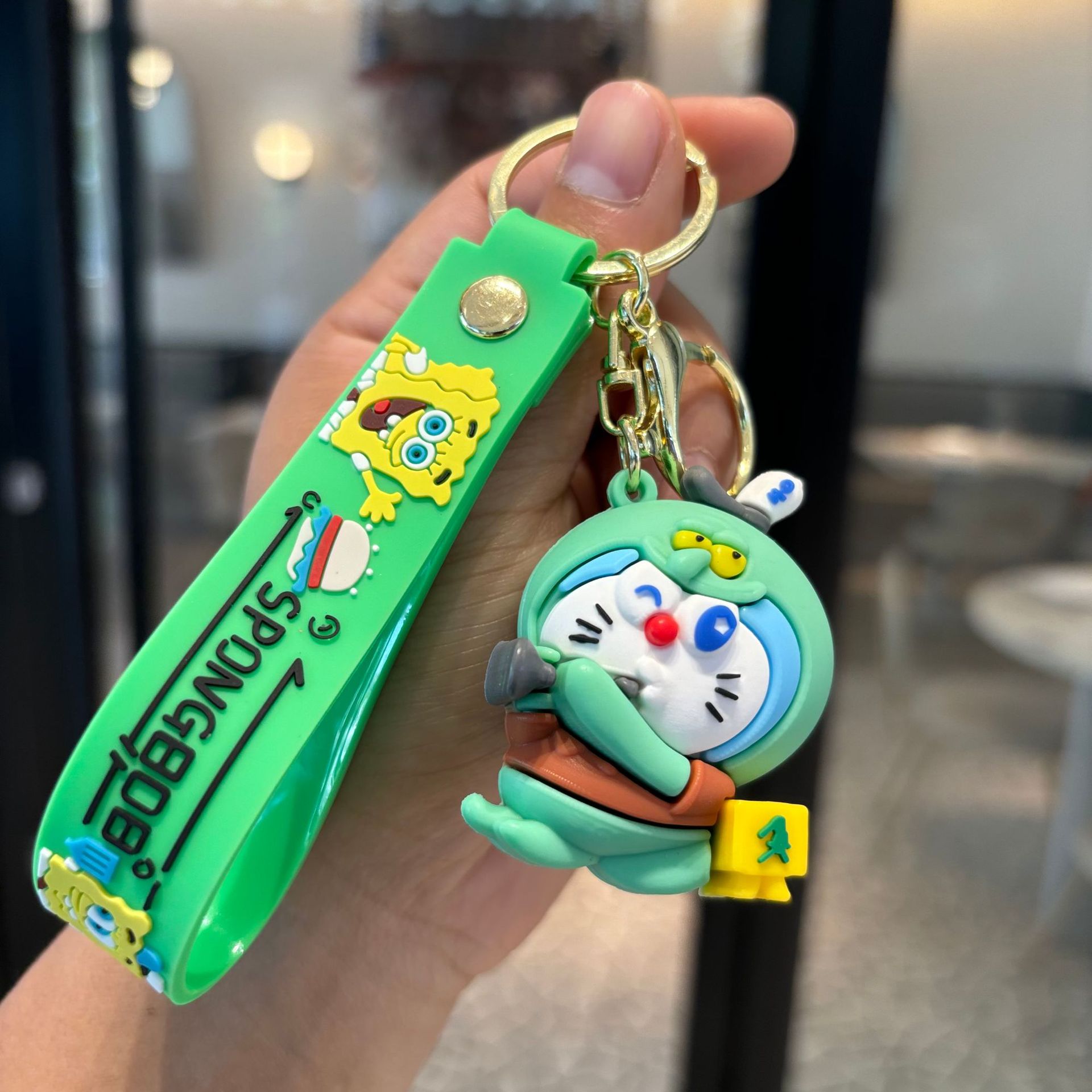 Baby esponja transfronterizo llavero de muñeca de PVC disfrazado colgante bolsos de automóvil colgante garra máquina de regalo pequeño