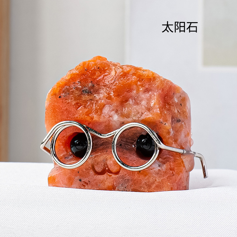 Crystal natural transfronterizo pequeño erizo adornos de escritorio para el hogar para jugar con gafas para la decoración creativa del erizo mayorista