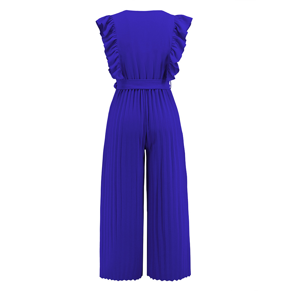 Fashion Solid Color Polyester Ankle-Length Patchwork Jumpsuits