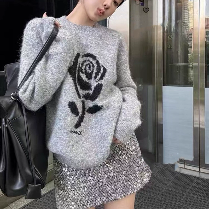 Retro long-sleeve, autumn keep warm base sweater, oversize