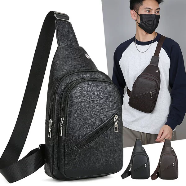 Cross-Border New Style Simple Men's Chest Bag, Casual and Fashionable Multi-Pocket Waterproof Shoulder Bag, Versatile for Outdoor Use and Commuting