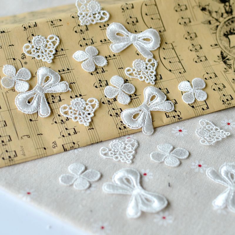 [Cloth patch collection] 1 black and white pattern cloth patches, clothes, lace repair, decoration, embroidery flowers
