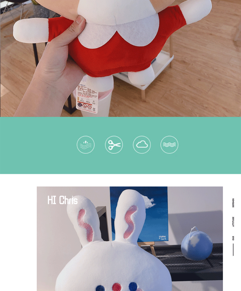 智贝详情图_4ins韩国可爱面包兔子抱枕软萌毛绒玩具睡觉少女