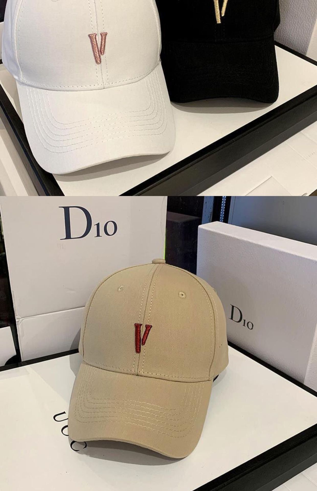 Black V Letter Baseball Cap