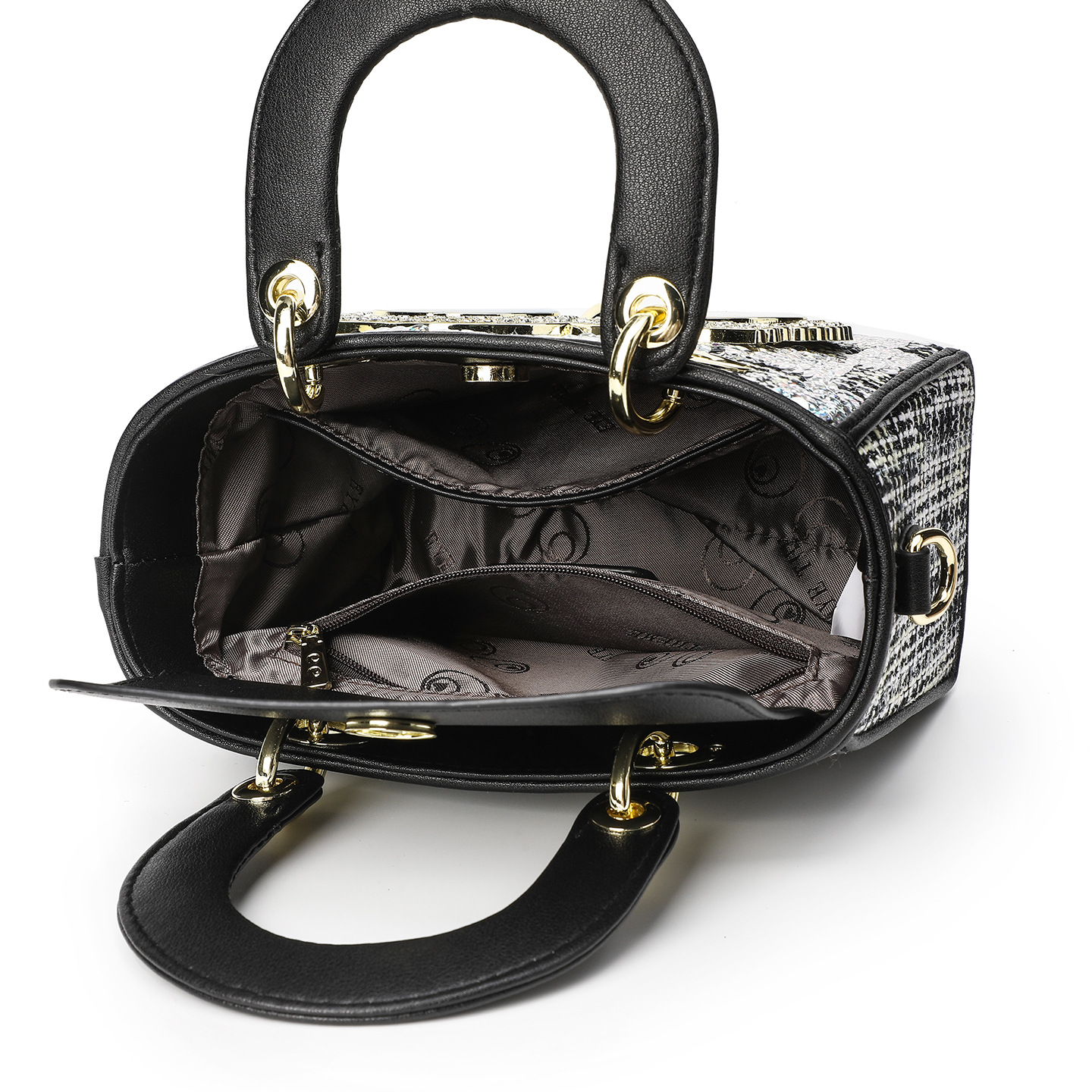 Europa y los Estados Unidos de alta calidad diamante sequinilla bolso de mano bolso cuadrado para mujeres bolso de mano correa mochila # 2884