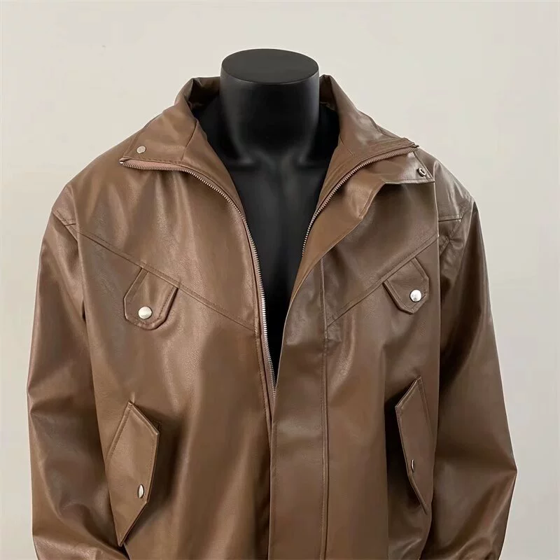 Свободная куртка из мягкого полиуретана (эко-кожа), бомбер, молния, M–3XL