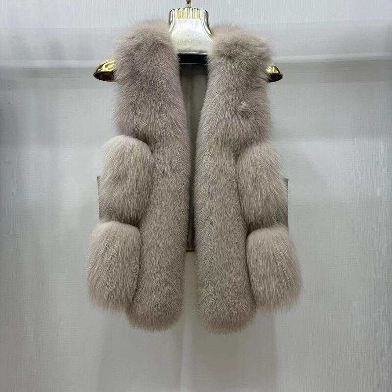 Fox fur vest women's extended version real fur vest fox fur outer wear all-match Western style anti-season fur