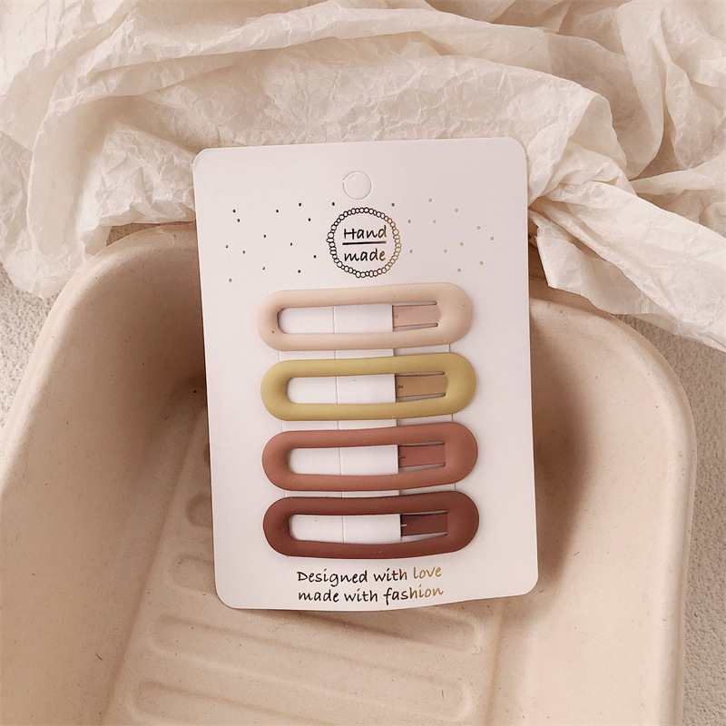 Otoño y invierno curry clip para el cabello de las mujeres tarjeta de cabello de la niña lado sin marcas clip BB simple clip para el cabello de frangeo clip clip tocado