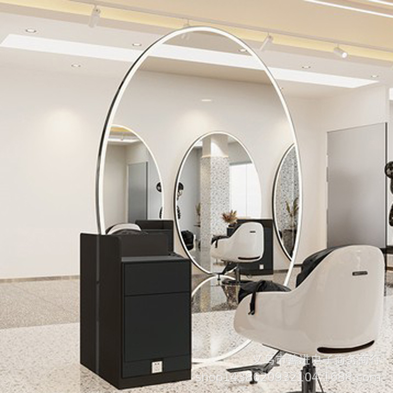Espejo de Peluquería Inteligente con Luz LED de Metal Ovalado para Salón de Belleza image 22