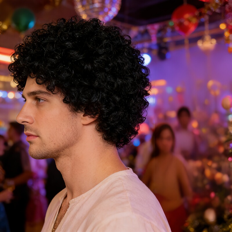 Cross-Border Popular African Men's Wigs Exported to Europe and America, Afro 70S Retro Short Curly Hair Wigs, Dropshipping