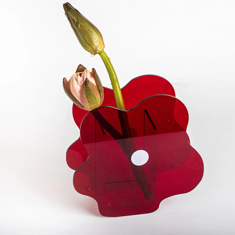定制亚克力彩色异形简约时尚装饰花瓶适用居家客厅阳台卧室办公室