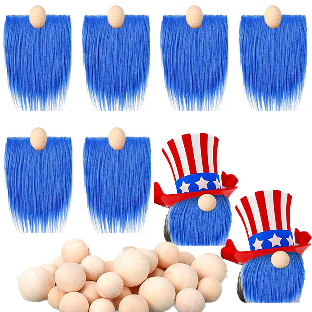 Blue (6 pieces of blue beard + 6 round wooden balls)