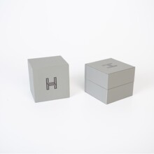 木胚盒浅灰翻盖天地盖款首饰盒 戒指耳钉耳饰珠宝收纳盒 logo定制