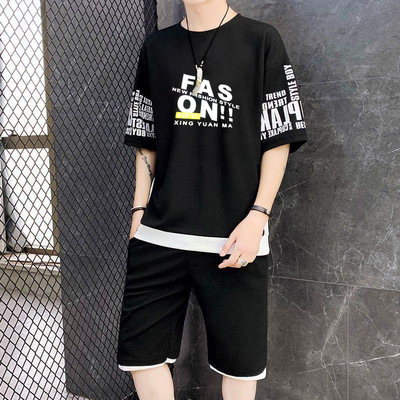 Summer style 2021 Young juvenile T-shirts Short sleeved shorts Simplicity fashion leisure time Cool printing Men's suit