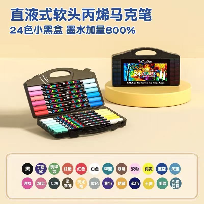 Rotulador acrílico de tipo líquido directo, pequeño y negro, para pintura artística infantil, a base de agua, fácil de limpiar, no mancha y se mezcla.