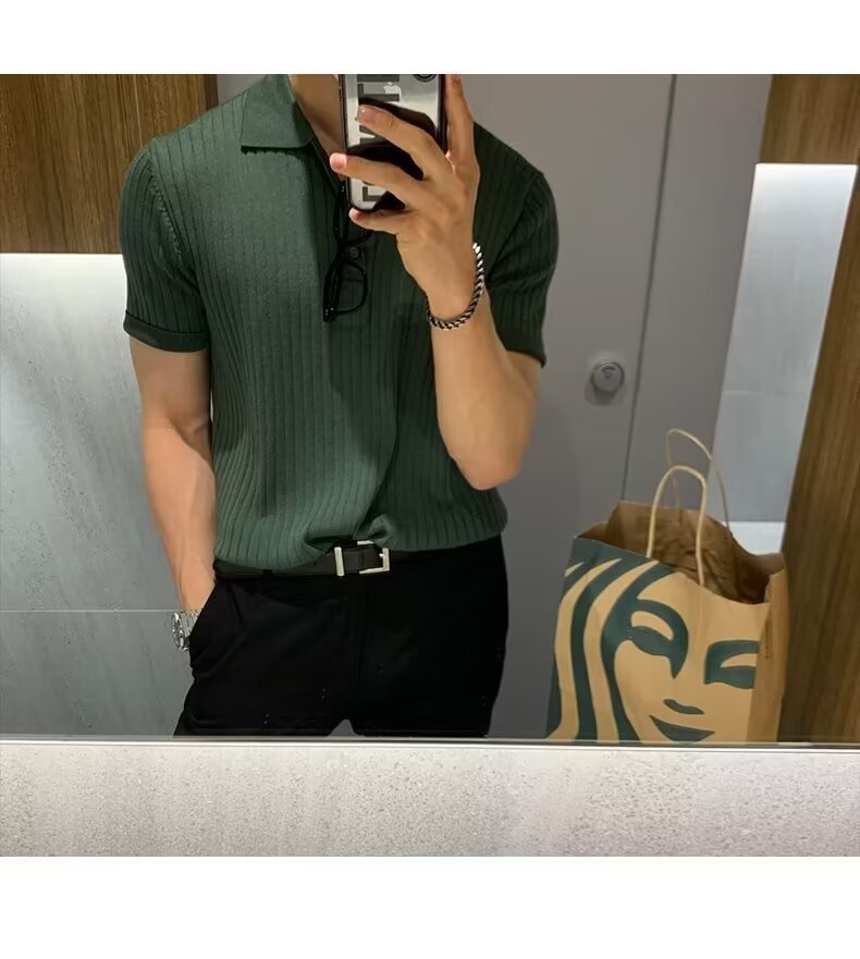 Camiseta de solapa de manga corta para hombre coreano de verano transfronterizo Camiseta de polo para hombre de comercio exterior Camiseta casual de Amazon al por mayor