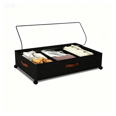 Amazon Oxford Cloth Under-Bed Storage Box for Clothes, Shoes, Toys, Blankets, with Dividers, Movable, with Wheels, Dust-Proof Rack