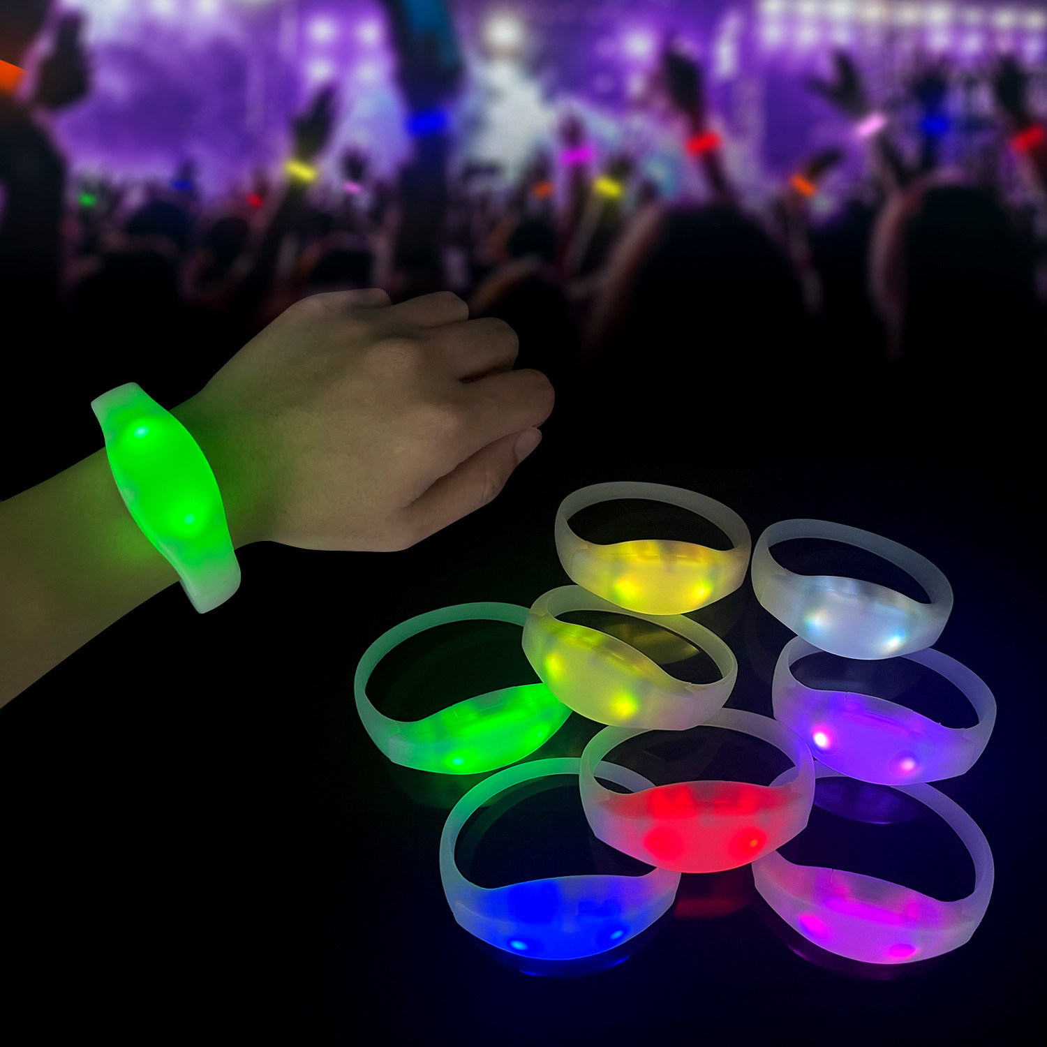 Concierto de festival de música de bar led pulsera de control remoto debe ayudar a WeiXuan color pulsera luminosa evento sorteo