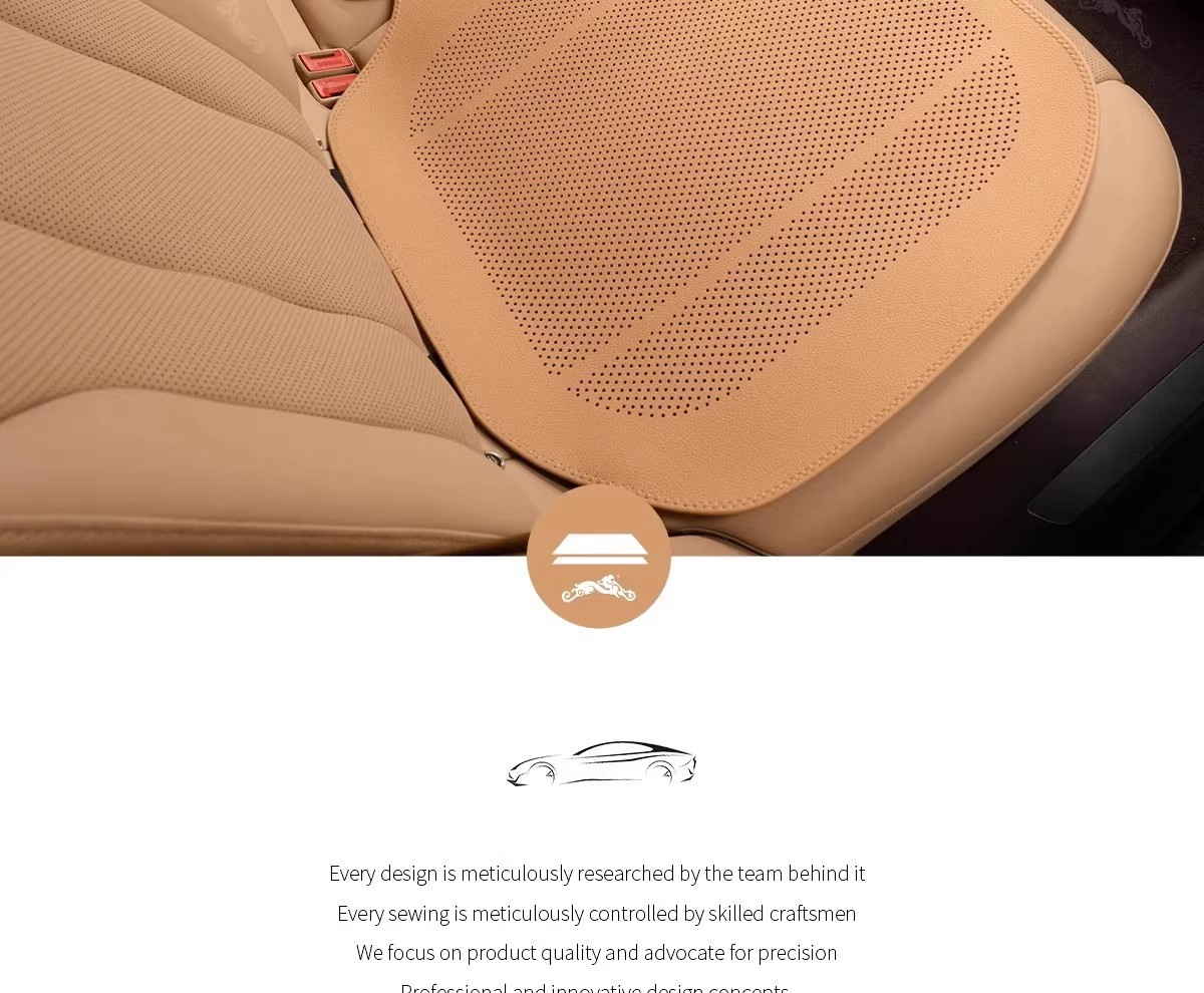 New full-cover car seat cushion made of perforated Nappa leather, high-end car seat pad, suitable for all seasons, front and rear seat cushion