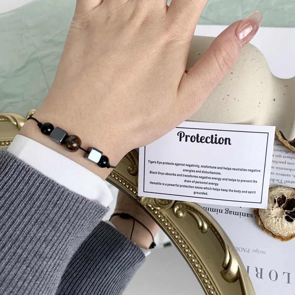 Nuovo braccialetto di perline di cristallo con filo di cera nera intrecciato a mano regolabile versatile alla moda per le donne_voghion.com